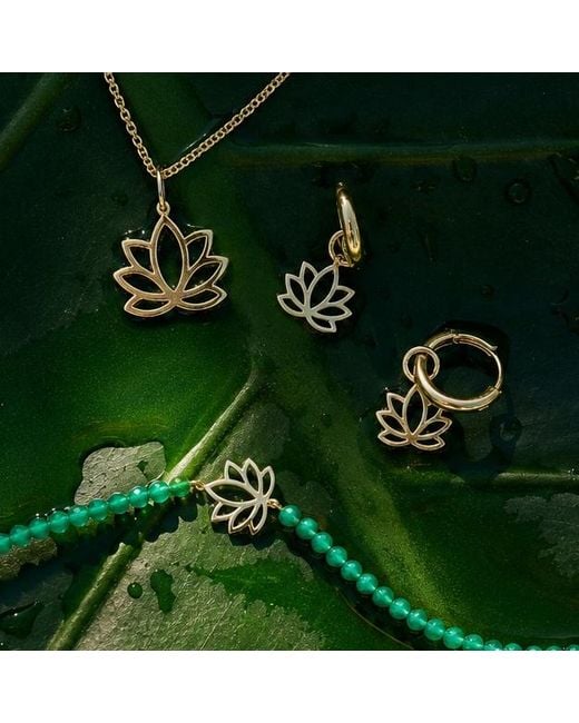 Zohreh Metallic Lotus Flower Hoop Earrings 9K