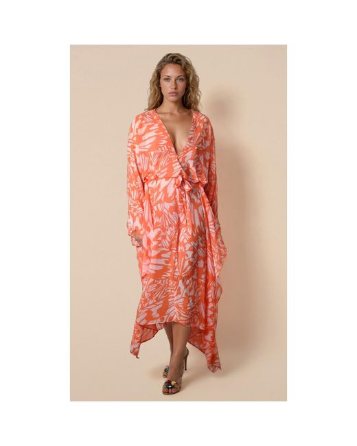 Coco Riko Ibiza Orange Neutrals Johanna Maxi Kaftan Tangerine