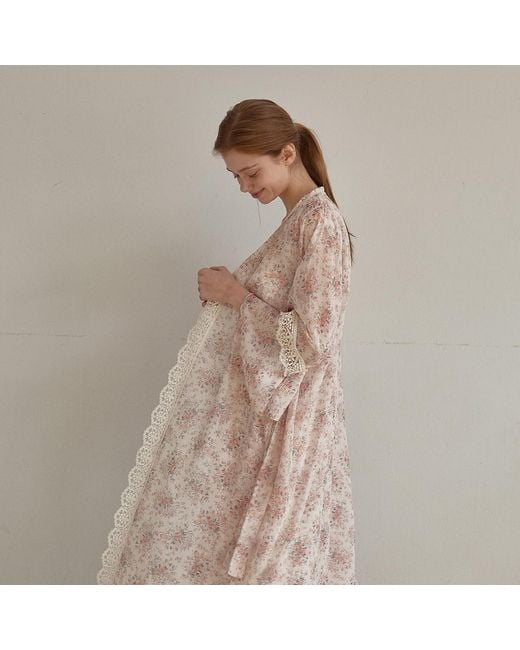 Luna Luz Orange Etoile Floral Slip & Robe Ensemble