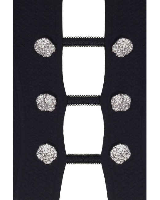No'design Blue Elizabeth Button-Detail Back-Tie Corset