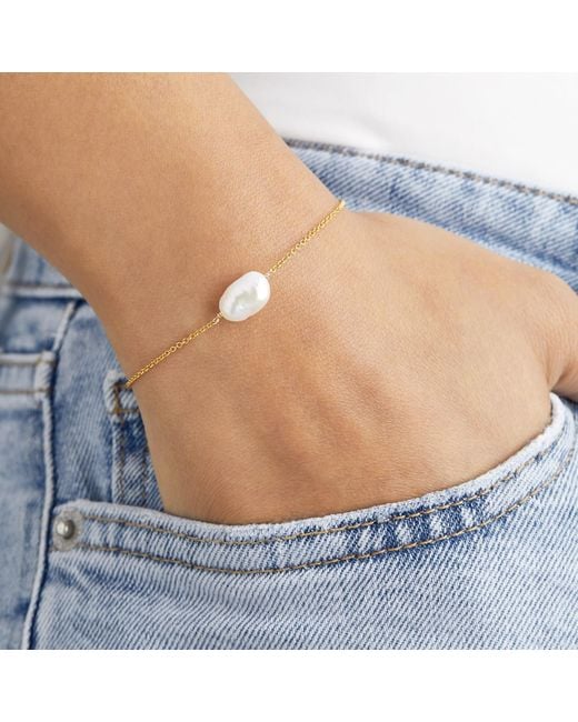 Lily & Roo Metallic Large Single Pearl Bracelet