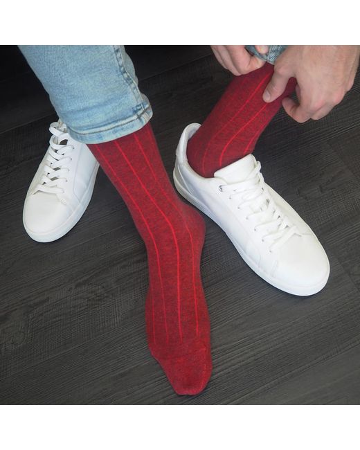Peper Harow - Made in England Red Indulgent Cashmere Socks for men