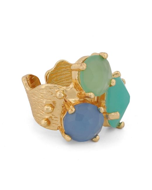 Ebru Jewelry Blue Aqua Chalcedony Goddess Adjustable Ring