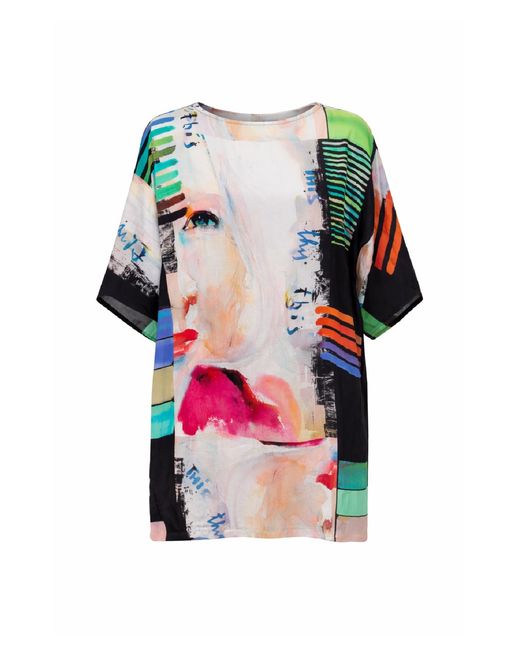 Conquista Black Art Print Oversized Shift Dress