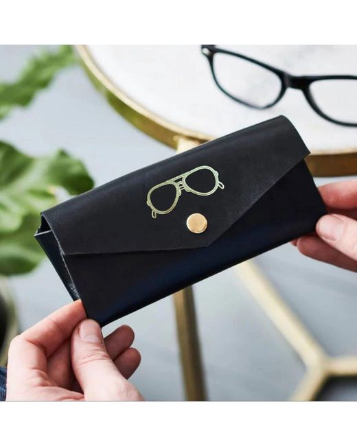 VIDA VIDA Blue Leather Glasses Case for men