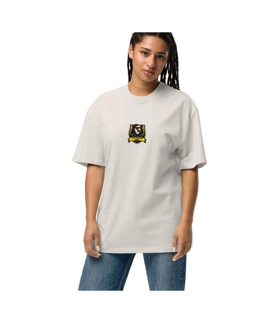 Anchor and Crew White Neutrals Faded Bone C. D. Aguila El Clasico Football Cotton Oversized T-Shirt for men