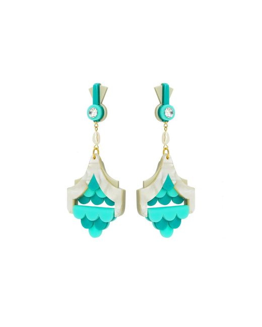 Gissa Bicalho Blue Handmade Earring Scales