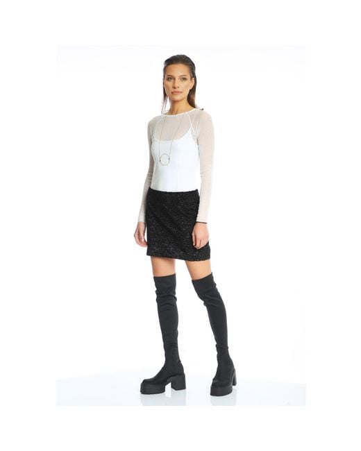 Silvia Serban Black Astrakhan Mini Skirt