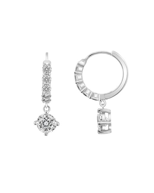 Diamonbliss White Leverback Round Cut Earrings With Swarovski Three And Half Carats, Plated