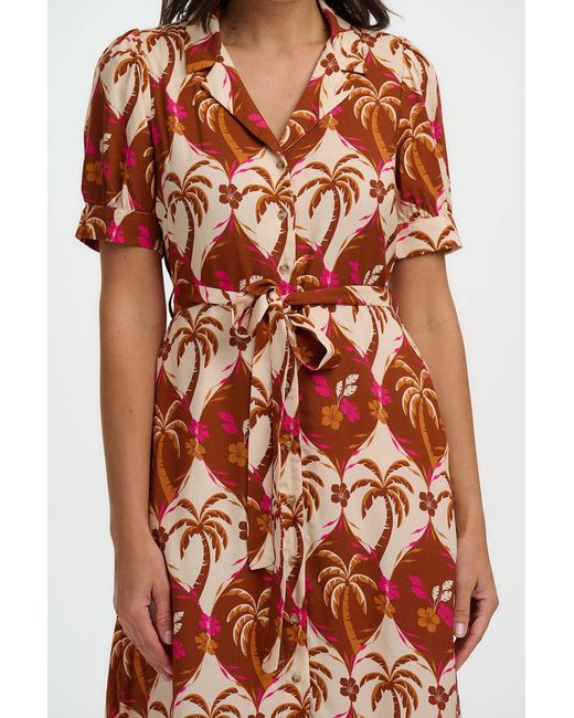 Sugarhill Red Penelope Midi Shirt Dress Browns, Palm Waves Tile