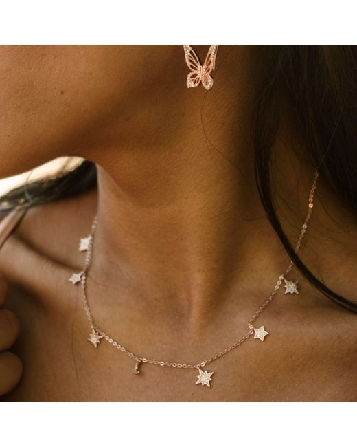 Seven Saints Metallic Heavenly Realms Moon & Stars Drop Choker Necklace, Over Sterling