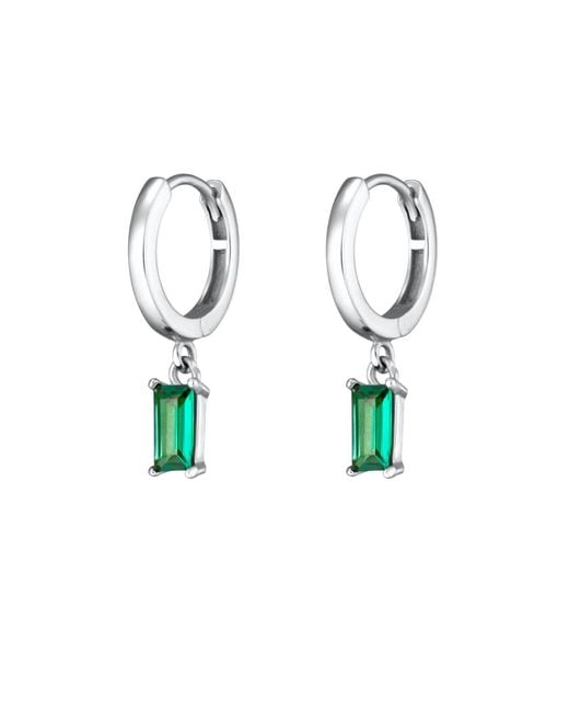 Scream Pretty Green Baguette Charm Hoop Earrings