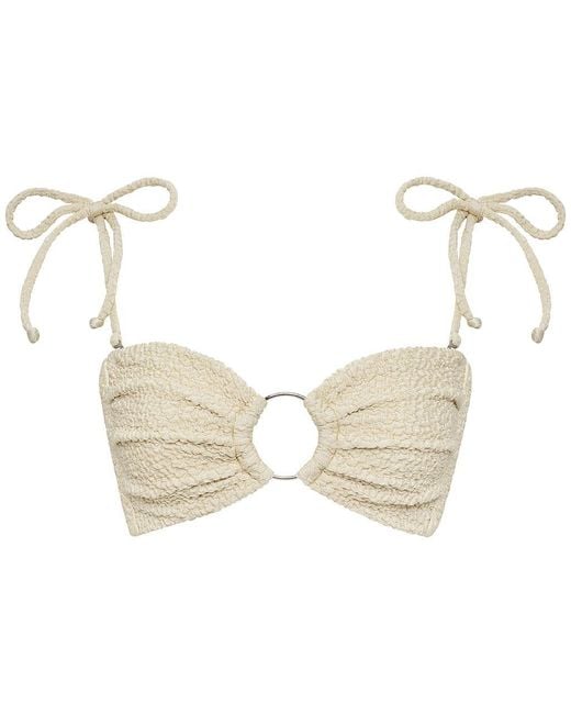 Montce White Neutrals Oat Texture Tori Ties Bandeau Bikini Top