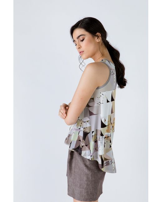 Conquista White Print Halter Neckline Top