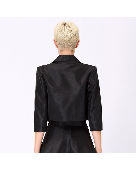 Smart and Joy Blue Taffeta Crop Jacket