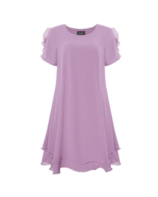 James Lakeland Purple Short Sleeve Wave Hem Dress Lilac