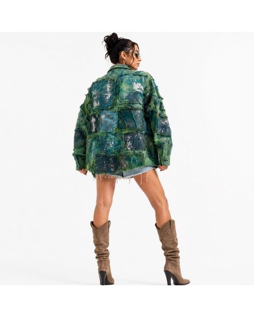 Zasta Studio Green Wearable Ruins Shredded Denim Colored Shirt B