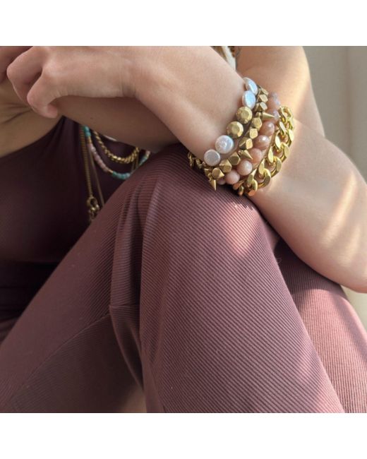 Rachel Nathan Metallic Remix: Pearl & Sand Dollar Coin Bracelet