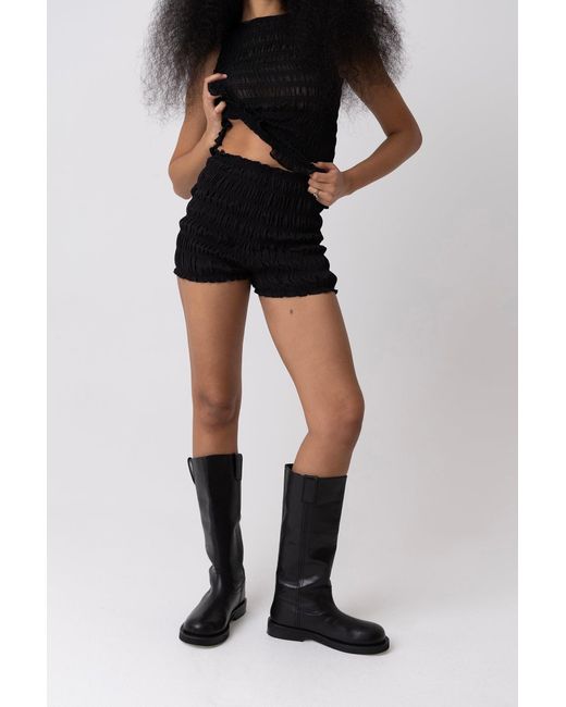 Amy Lynn Black Danica Shirred Shorts