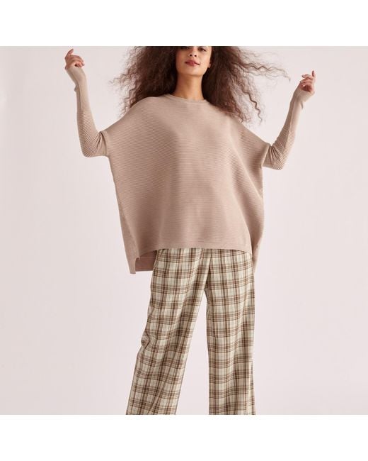 Paisie Natural Ribbed Jumper In Almond