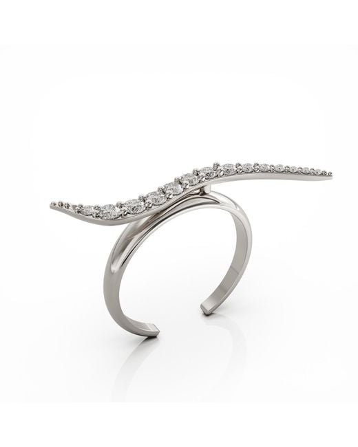 Linda Fiore Metallic Swirl Ring With Clear Cz's