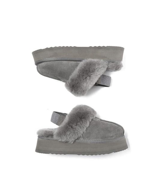 EverAu Australia Gray Wagtail Removable Strap Platform Slippers