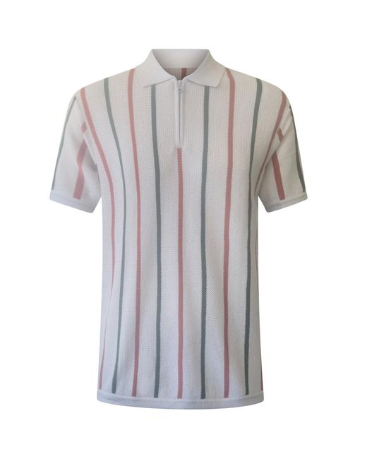 Vustra Gray Era Stripe Knit Polo for men