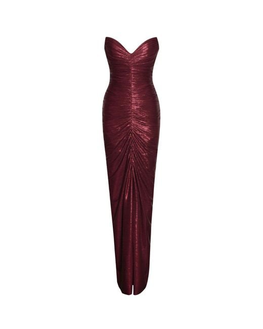 Miss Circle New York Red Sable Ruched Burgundy Glitter Mermaid Gown
