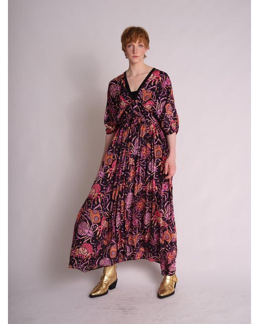 Any Old Iron Purple Spiders From Mars Kaftan Dress