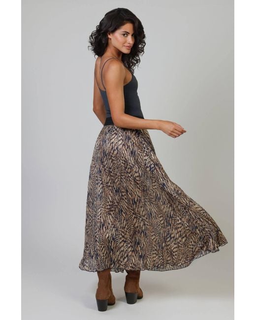 Traffic People Brown A Little Breeze Animal Print Hera Midi Skirt