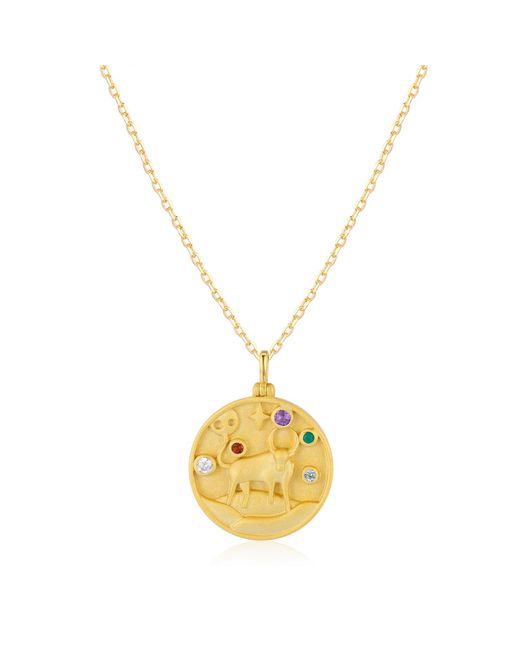 Azura Jewelry New York Metallic Taurus Zodiac Mantra Necklace Vermeil