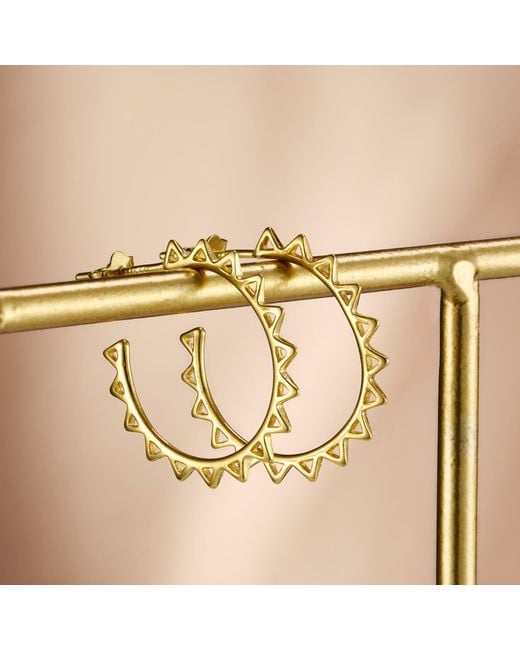 Posh Totty Designs Metallic Plated Sun Ray Open Hoop Earrings