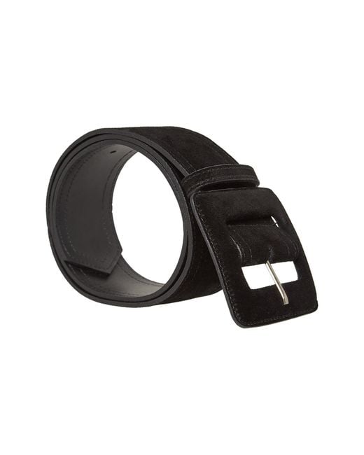 BeltBe Black Suede Square Buckle Belt