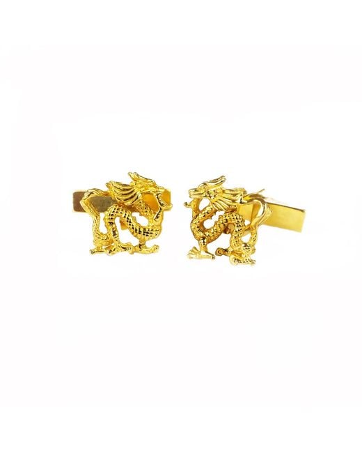 Simon Kemp Jewellers Metallic Oriental Dragon Cufflinks Eighteen Carat On for men