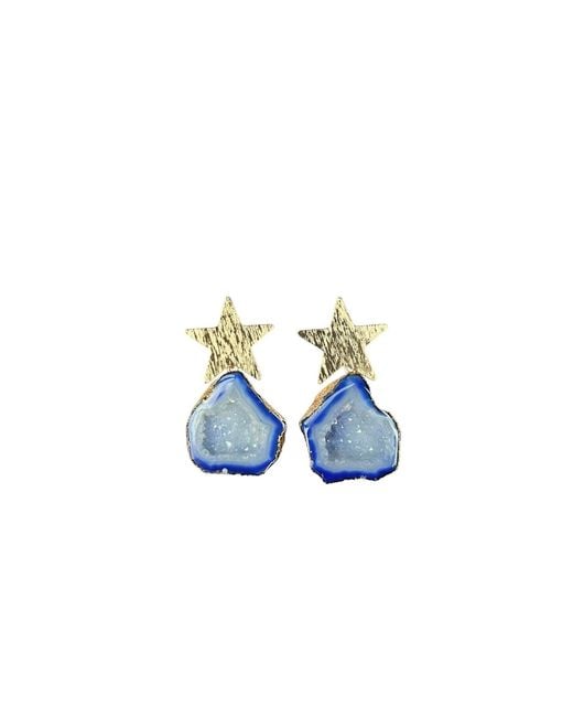 Magpie Rose Blue North Star Earrings