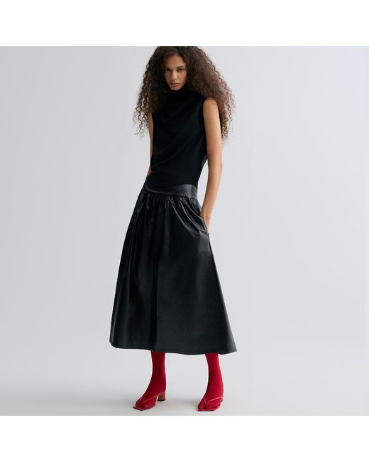 FRONT ROW SHOP Black Mousse Circular Tee