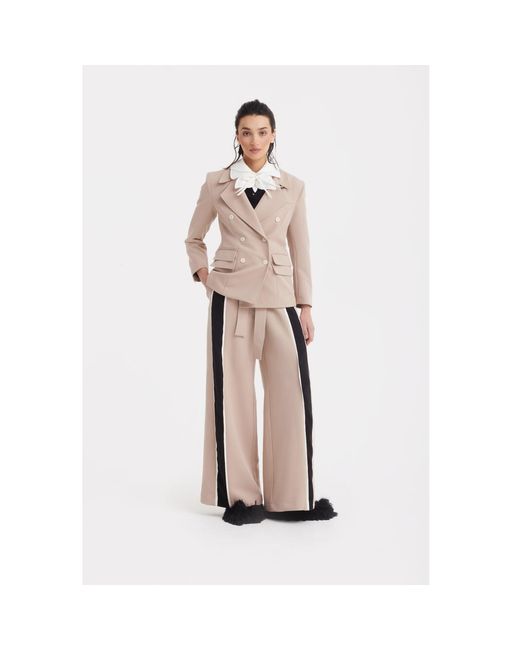 Julia Allert Natural Neutrals Classic Tailored Double-Breasted Blazer
