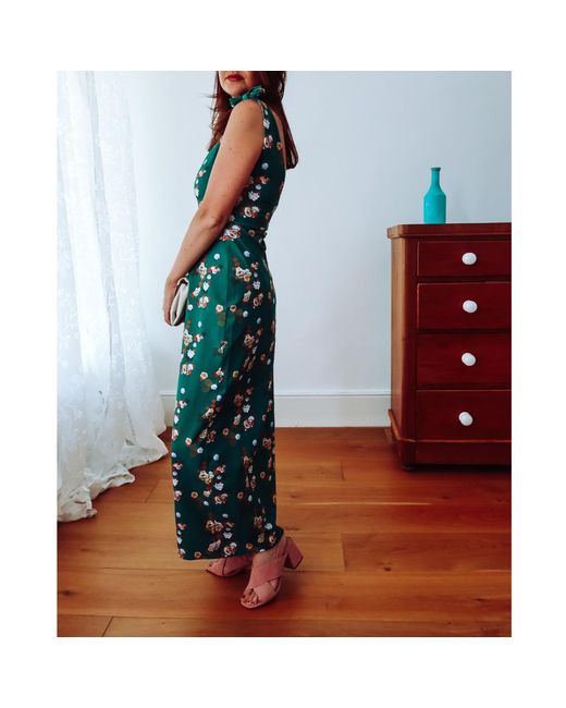 Sophie Cameron Davies Green Floral Cotton Maxi Dress