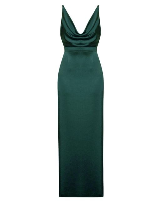 Undress Green Amila Long Evening Dress With Cowl Neck