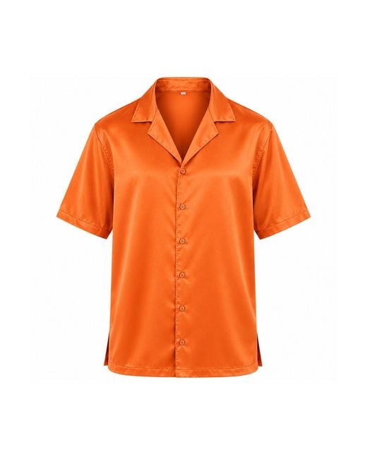 Hustle Orange Fenyx Rising Satin-Shirt for men