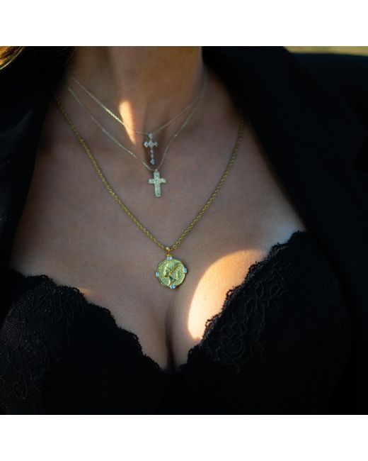 Ebru Jewelry Metallic Divine Faith Minimalist Cross Necklace