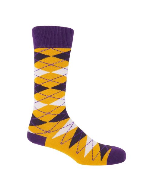 Peper Harow - Made in England Blue Mustard Argyle & Lux Taylor Socks Two Pack for men