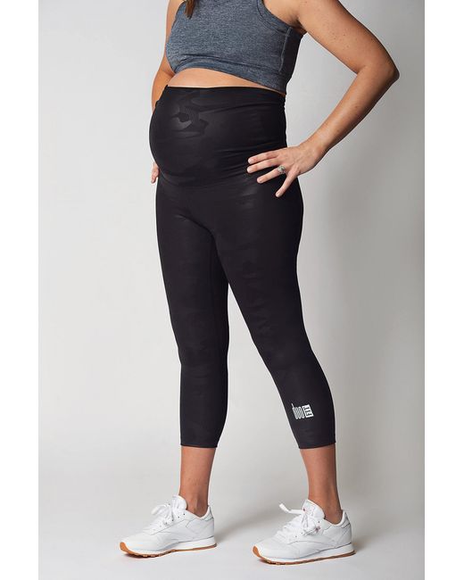 Duofit Maternity Activewear Blue Camo Betty Crop Leggings