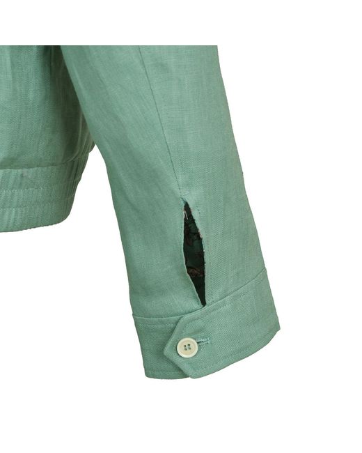 DAVID WEJ Green Hugo Linen Aviator Jacket for men