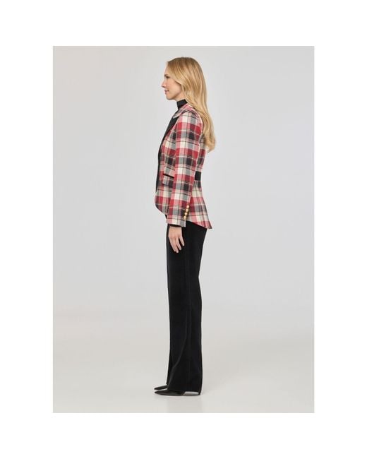 The Extreme Collection Red Neutrals Tartan Wool Blazer Duncan