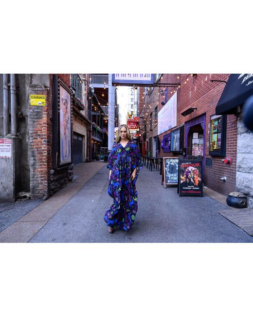 Any Old Iron Blue Multicolored Cowgirls Are Forever Beaded Dress