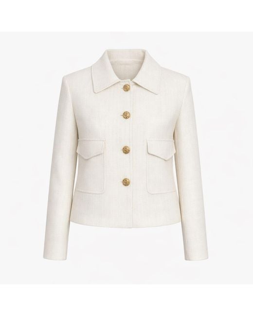 Nuvv Collection White Tweed Jacket With Button