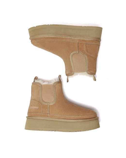 EverAu Australia Brown Shoveler Leather Platform Short Chelsea Boots