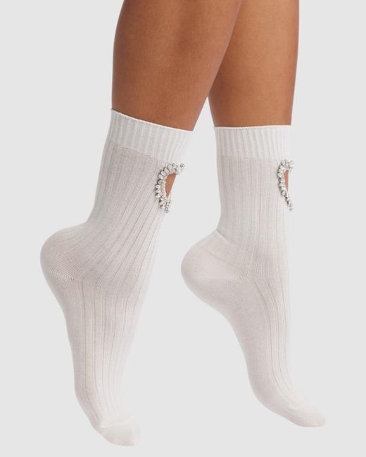 HIGH HEEL JUNGLE by KATHRYN EISMAN White Gem Crystal Heart Sock