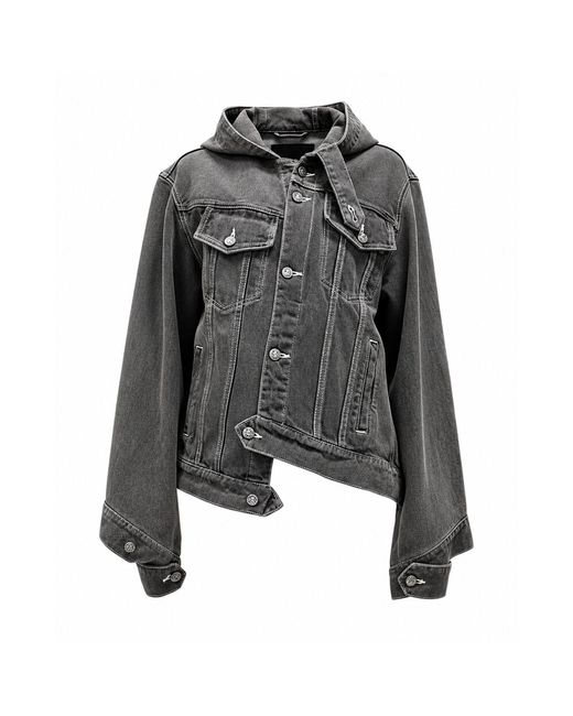 Gao Republic Gray Jacket Hooded Asymmetric Panelled Denim
